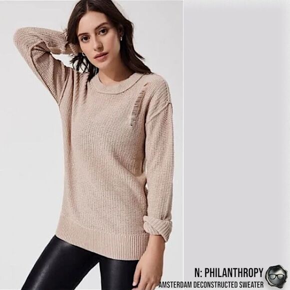N:PHILANTHROPY AMSTERDAM DECONSTRUCTED SWEATER IN AUTUMN BLONDE BEIGE SIZE SMALL - Picture 14 of 16